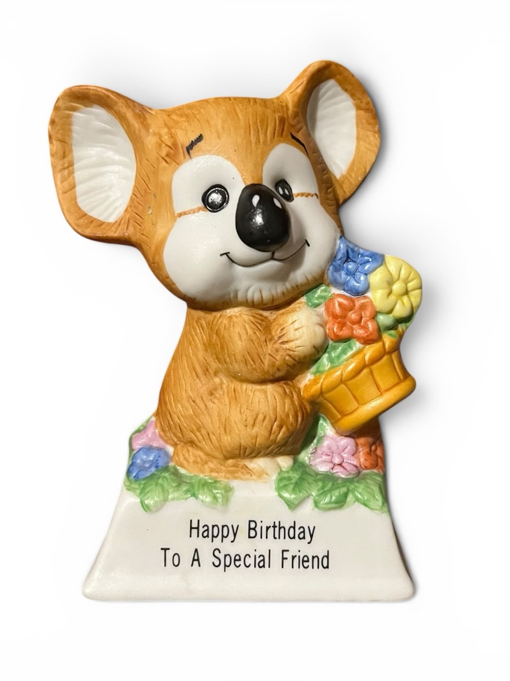Vtg 1979 Russ Berrie Koala Ceramic Figurine Happy Birthday Twin Peaks 5 in